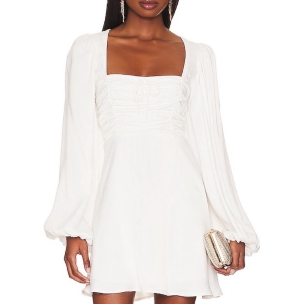 For Love & Lemons white long sleeve Beatrice mini dress